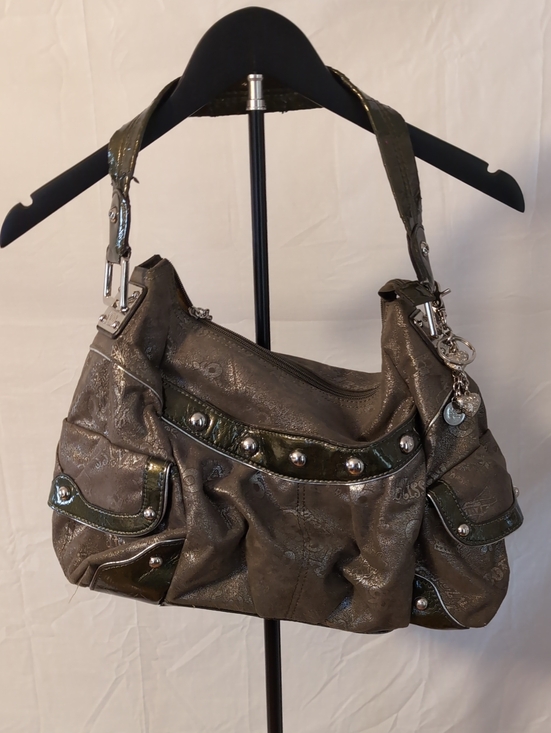 Kathy Van Zeeland Handbags - Vintage Y2K Kathy Van Zeeland Metallic Slouchy Hobo Bag - Studded McBling